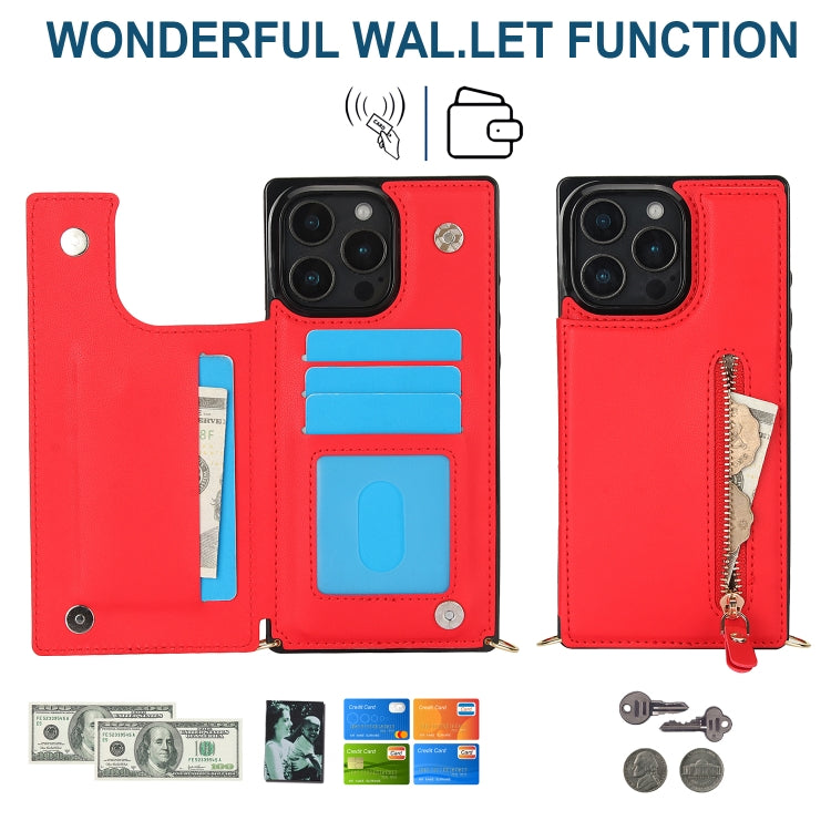 For iPhone 16 Pro Max Cross-body Zipper Square Phone Case