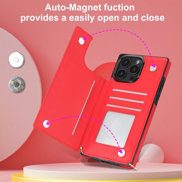 For iPhone 16 Pro Max Cross-body Zipper Square Phone Case