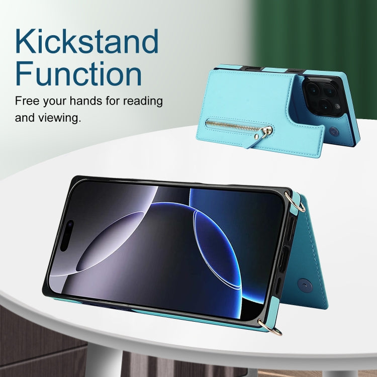 For iPhone 16 Pro Cross-body Zipper Square Phone Case