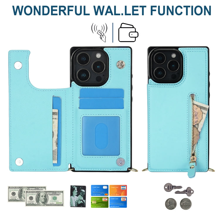 For iPhone 16 Pro Cross-body Zipper Square Phone Case