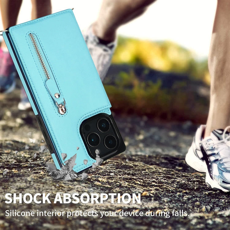 For iPhone 16 Pro Cross-body Zipper Square Phone Case
