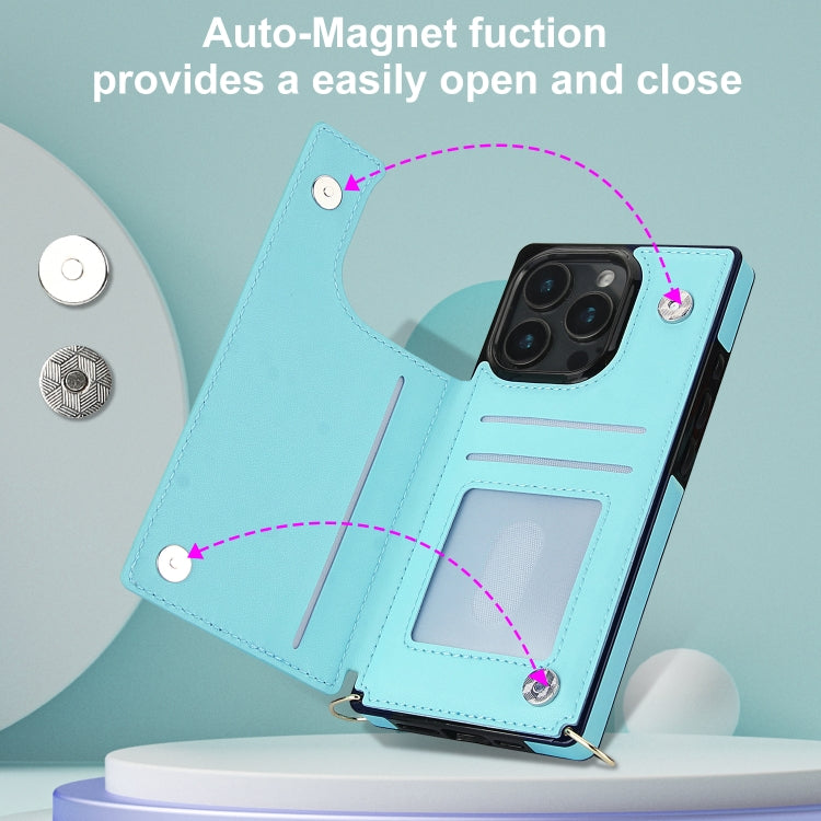 For iPhone 16 Pro Cross-body Zipper Square Phone Case
