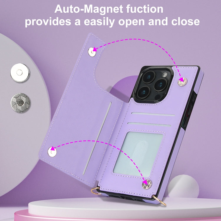 For iPhone 16 Pro Cross-body Zipper Square Phone Case
