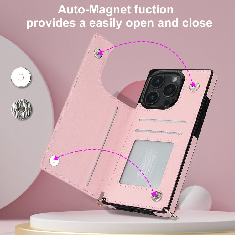 For iPhone 16 Pro Cross-body Zipper Square Phone Case