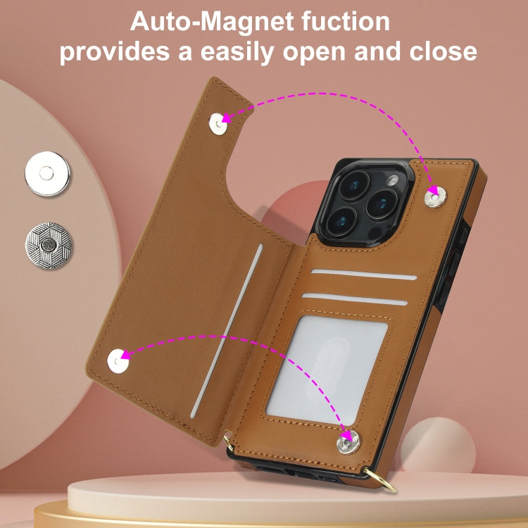 For iPhone 16 Pro Cross-body Zipper Square Phone Case