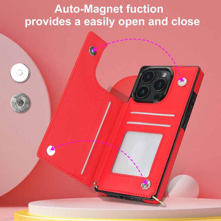 For iPhone 16 Pro Cross-body Zipper Square Phone Case