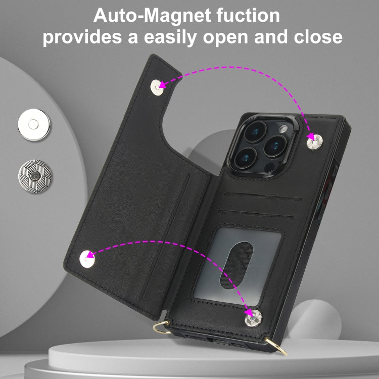 For iPhone 16 Pro Cross-body Zipper Square Phone Case