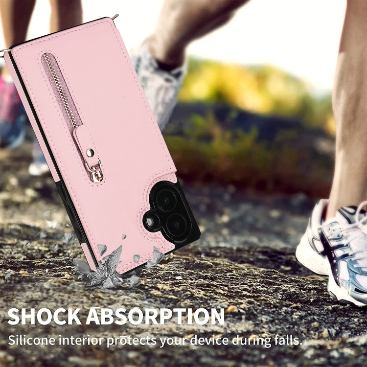 For iPhone 16 Plus Cross-body Zipper Square Phone Case