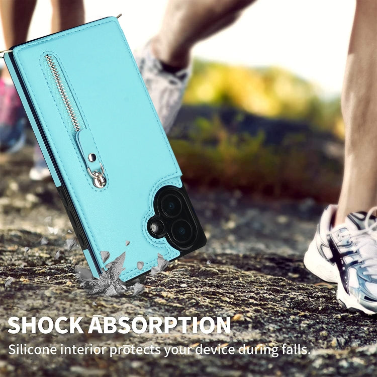 For iPhone 16 Cross-body Zipper Square Phone Case
