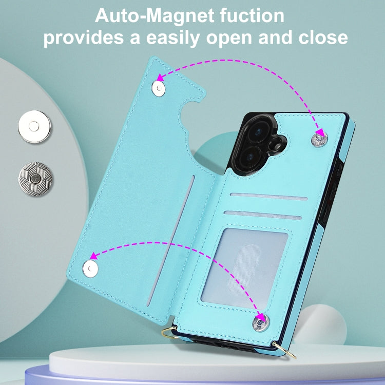 For iPhone 16 Cross-body Zipper Square Phone Case