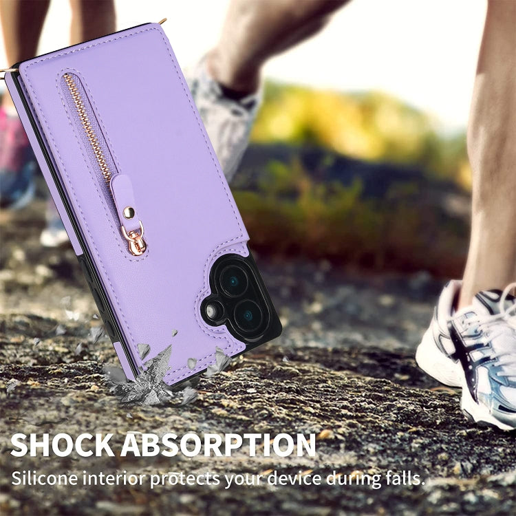 For iPhone 16 Cross-body Zipper Square Phone Case