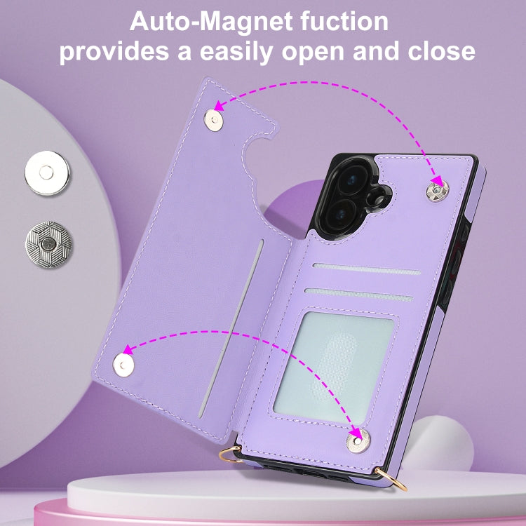 For iPhone 16 Cross-body Zipper Square Phone Case