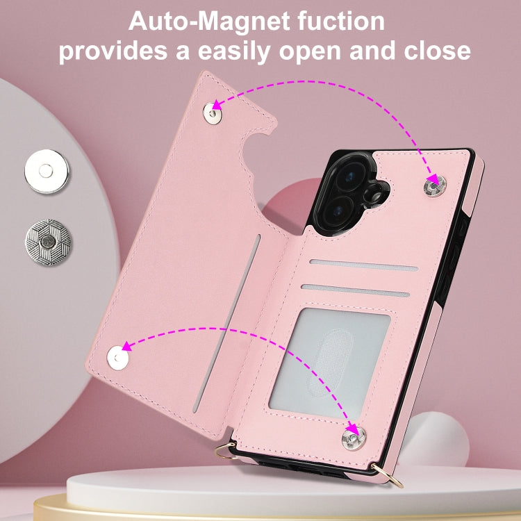 For iPhone 16 Cross-body Zipper Square Phone Case