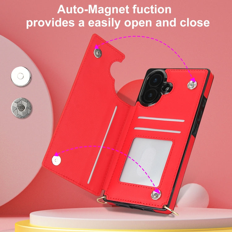 For iPhone 16 Cross-body Zipper Square Phone Case
