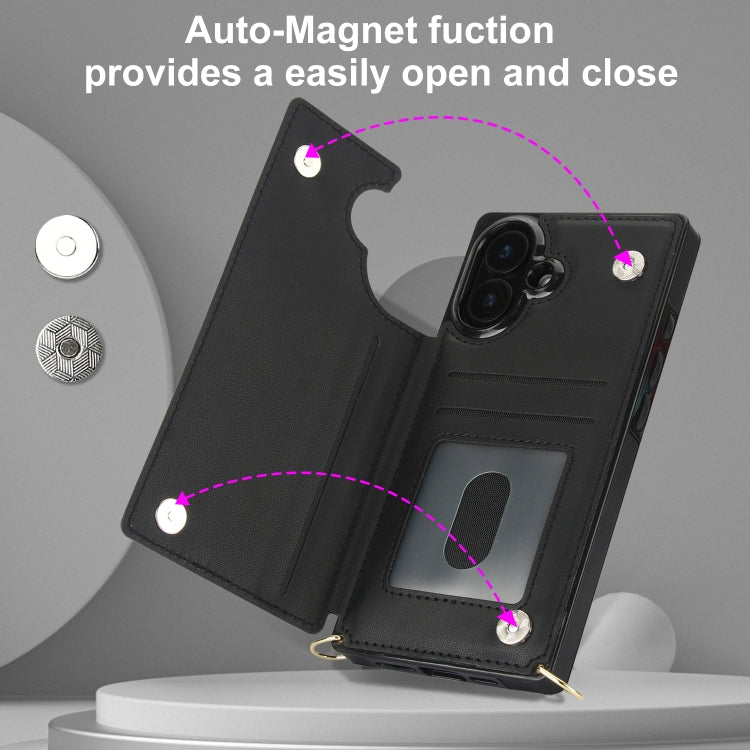For iPhone 16 Cross-body Zipper Square Phone Case