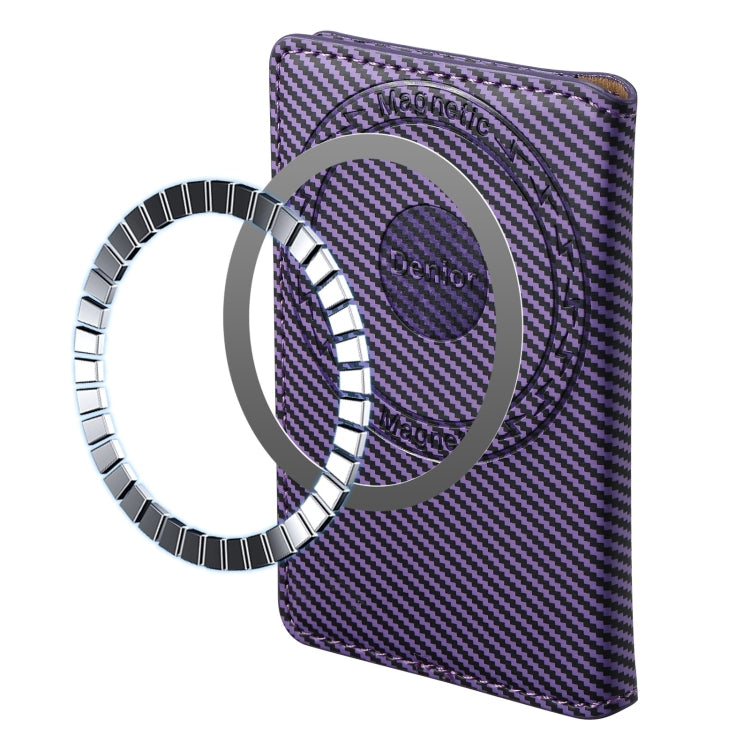 Denior V13 Magsafe Wallet Carbon Fiber Texture Leather Magnetic Card Holder Bag