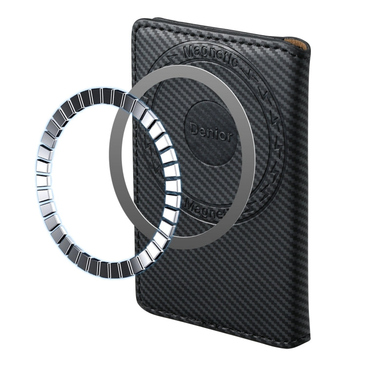 Denior V13 Magsafe Wallet Carbon Fiber Texture Leather Magnetic Card Holder Bag
