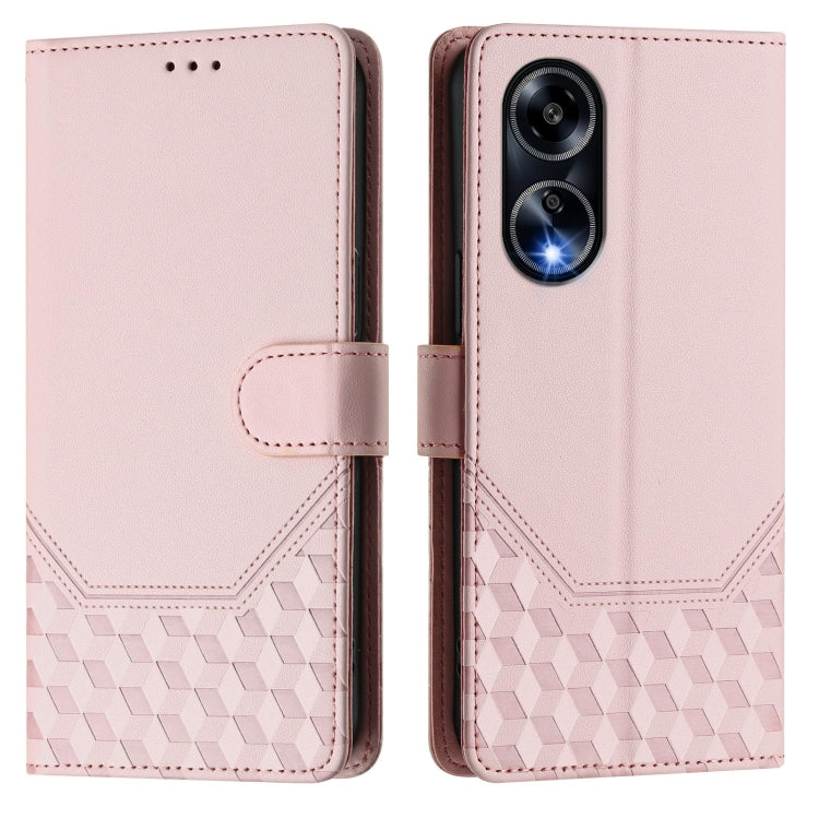 For OPPO A98 5G / F23 5G India Honeycomb Embossing RFID Leather Phone Case