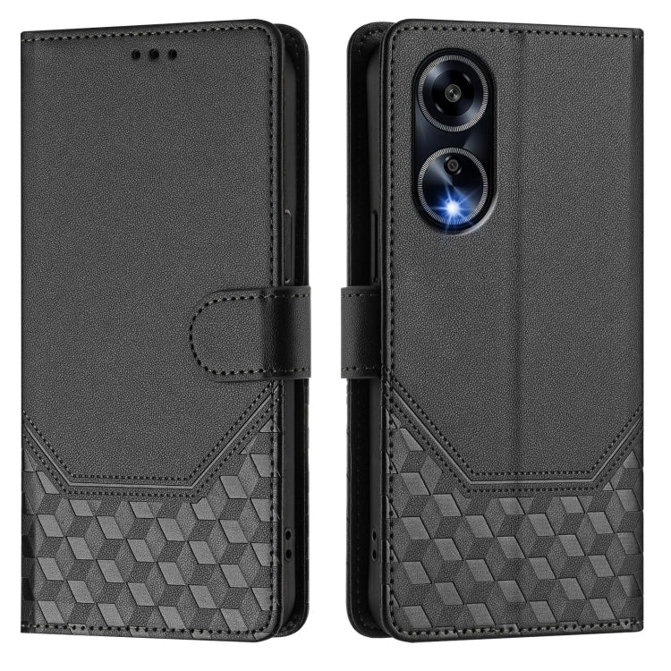 For OPPO A98 5G / F23 5G India Honeycomb Embossing RFID Leather Phone Case