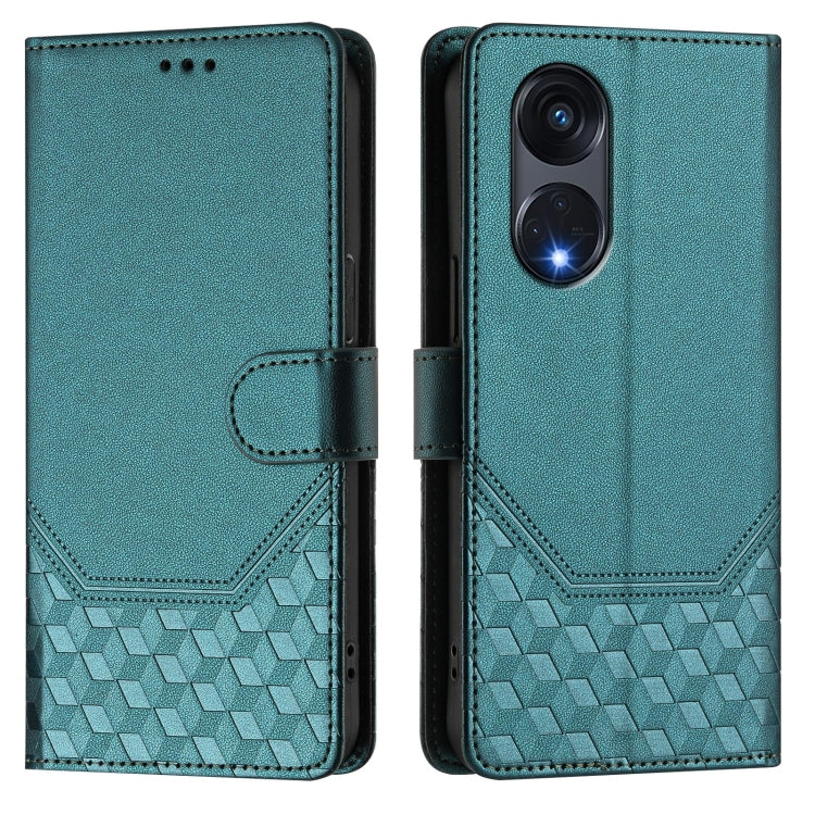 For OPPO A1 Pro 5G / Reno8 T 5G Global Honeycomb Embossing RFID Leather Phone Case