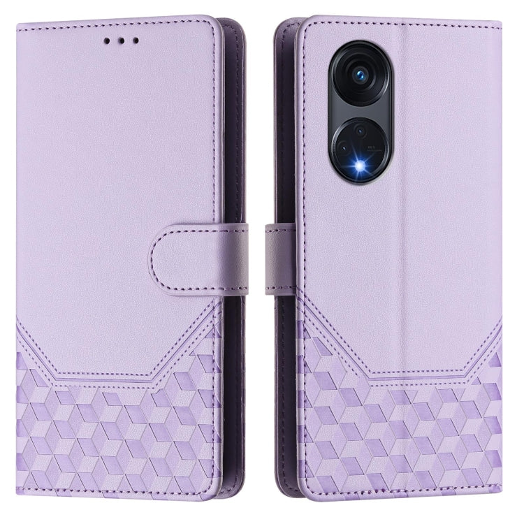 For OPPO A1 Pro 5G / Reno8 T 5G Global Honeycomb Embossing RFID Leather Phone Case