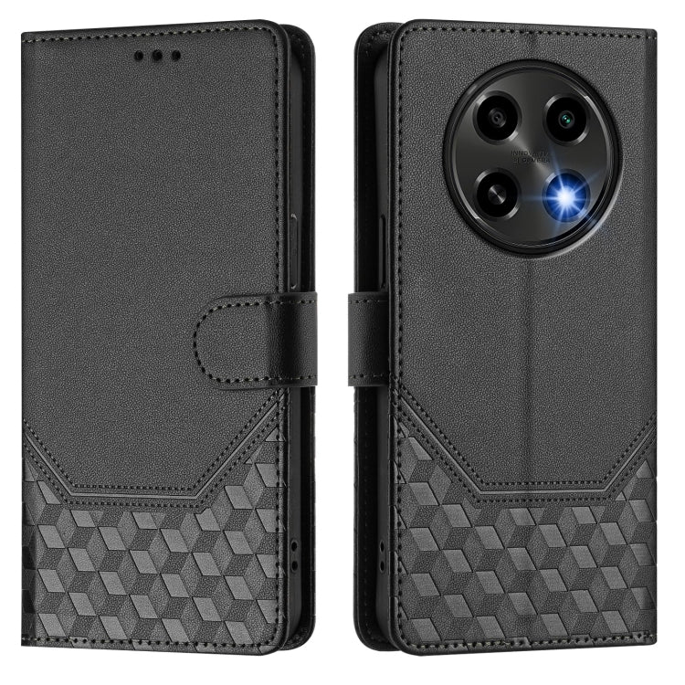 For OPPO F27 Pro+ Honeycomb Embossing RFID Leather Phone Case