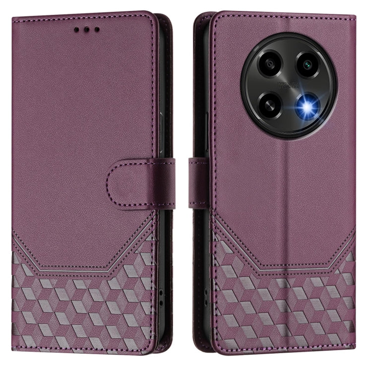 For OPPO F27 Pro+ Honeycomb Embossing RFID Leather Phone Case