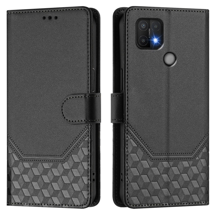 For OPPO A15 / A15s / A35 2021 Honeycomb Embossing RFID Leather Phone Case
