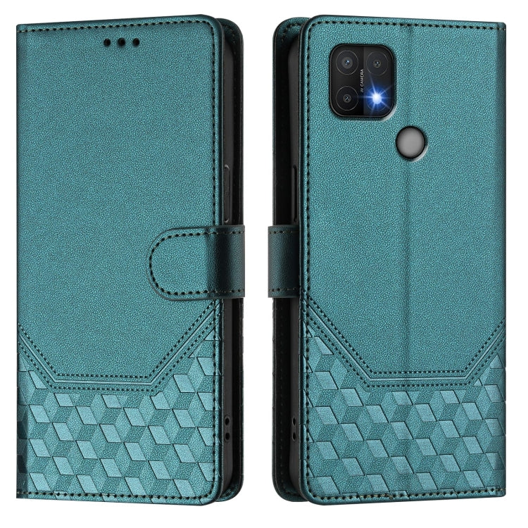 For OPPO A15 / A15s / A35 2021 Honeycomb Embossing RFID Leather Phone Case