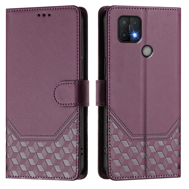 For OPPO A15 / A15s / A35 2021 Honeycomb Embossing RFID Leather Phone Case