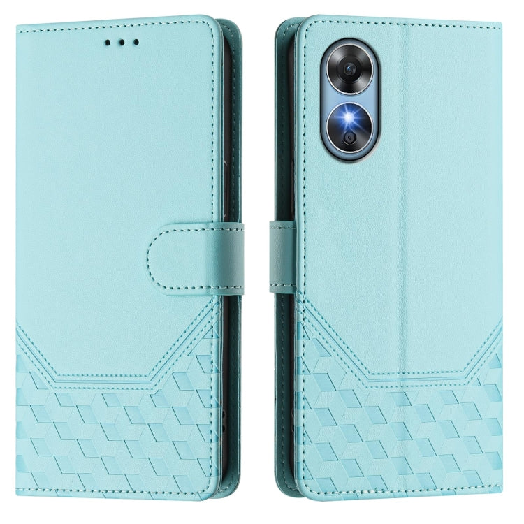 For OPPO A17 4G Global / A17k Honeycomb Embossing RFID Leather Phone Case