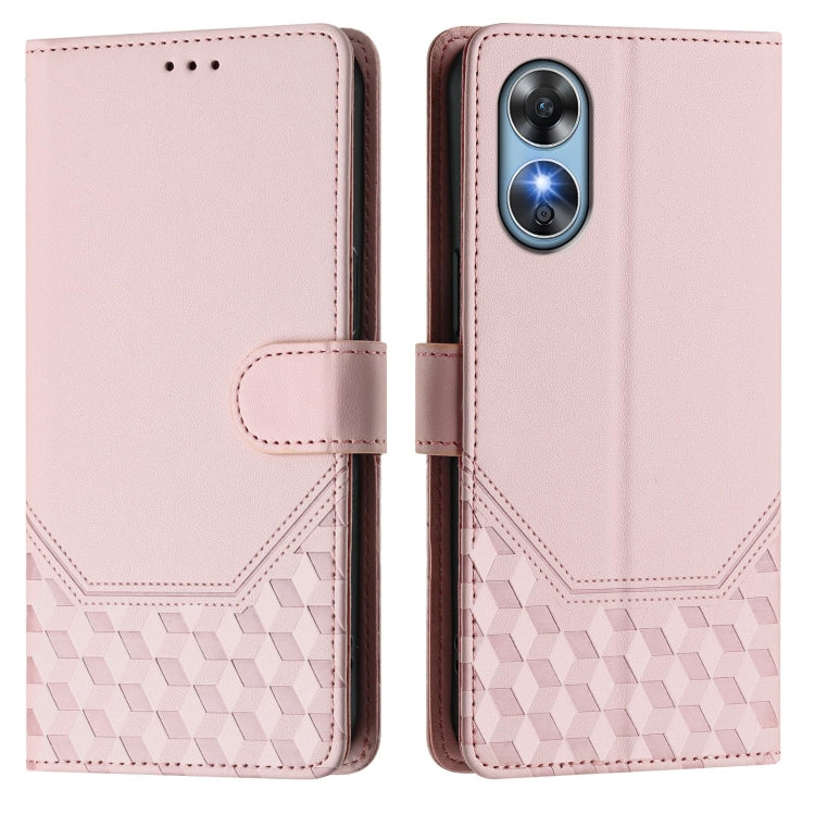 For OPPO A17 4G Global / A17k Honeycomb Embossing RFID Leather Phone Case