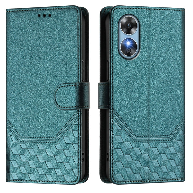 For OPPO A17 4G Global / A17k Honeycomb Embossing RFID Leather Phone Case
