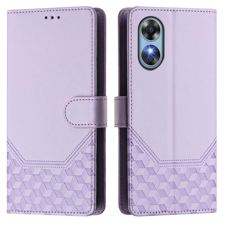 For OPPO A17 4G Global / A17k Honeycomb Embossing RFID Leather Phone Case