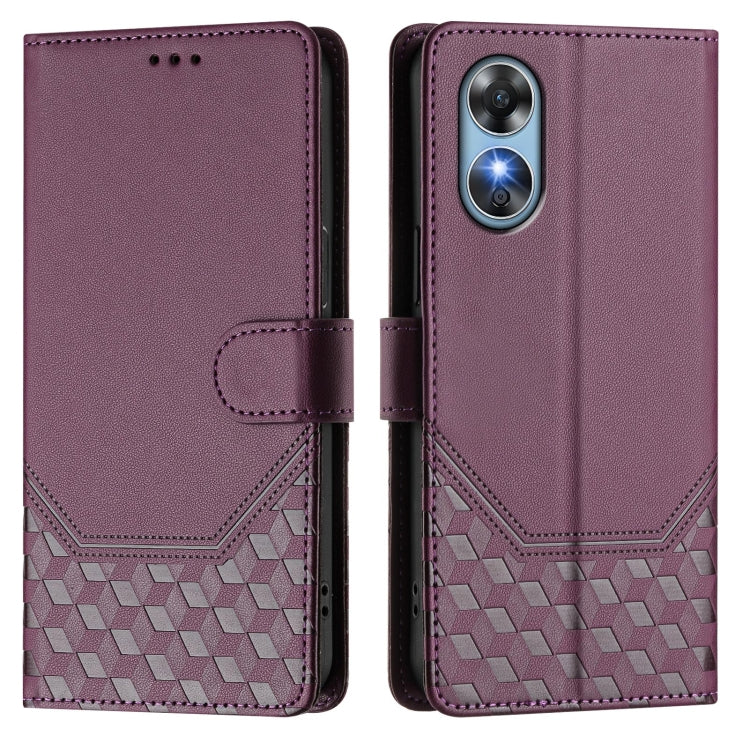 For OPPO A17 4G Global / A17k Honeycomb Embossing RFID Leather Phone Case