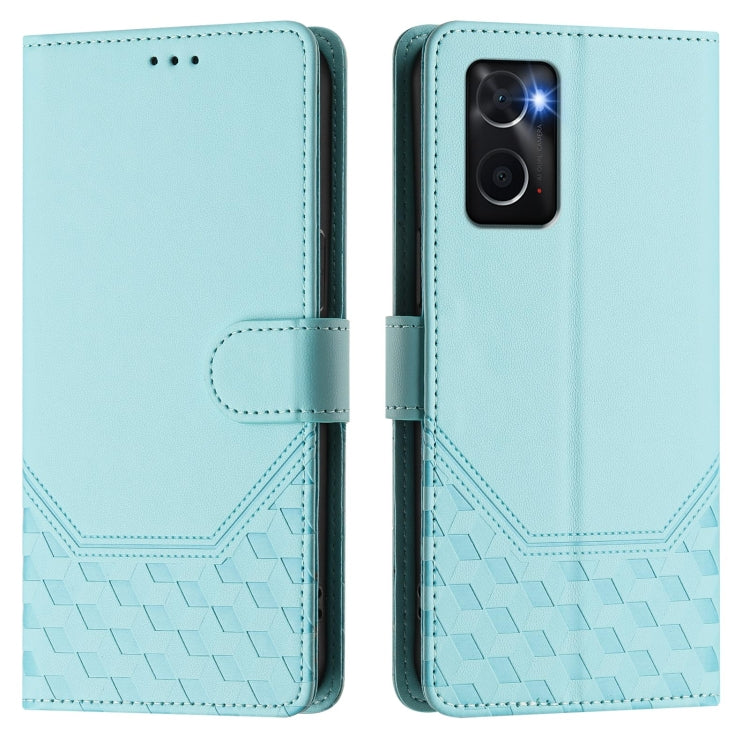 For OPPO A36 4G / A76 4G / A96 4G Honeycomb Embossing RFID Leather Phone Case
