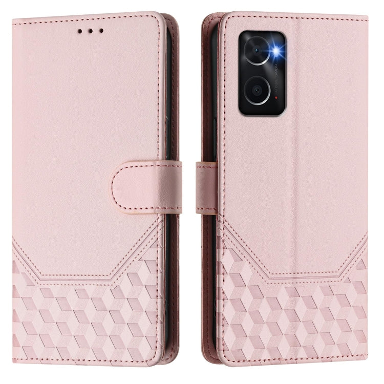 For OPPO A36 4G / A76 4G / A96 4G Honeycomb Embossing RFID Leather Phone Case