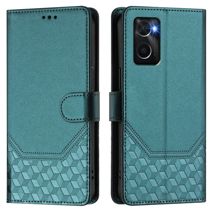 For OPPO A36 4G / A76 4G / A96 4G Honeycomb Embossing RFID Leather Phone Case