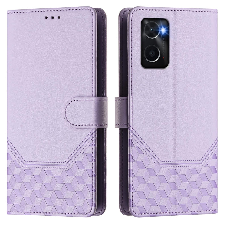 For OPPO A36 4G / A76 4G / A96 4G Honeycomb Embossing RFID Leather Phone Case