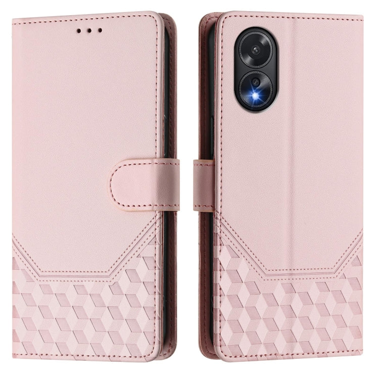 For OPPO A38 4G / A18 4G Global Honeycomb Embossing RFID Leather Phone Case