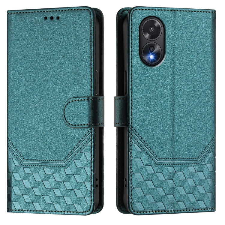 For OPPO A38 4G / A18 4G Global Honeycomb Embossing RFID Leather Phone Case