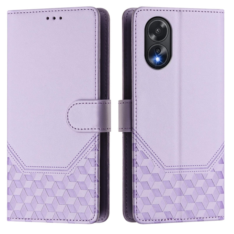 For OPPO A38 4G / A18 4G Global Honeycomb Embossing RFID Leather Phone Case