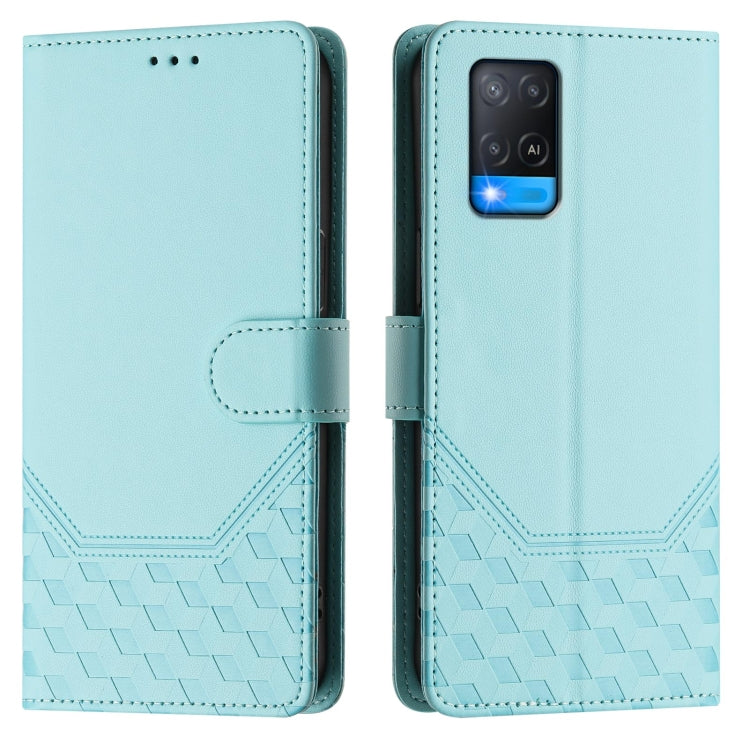 For OPPO A54 4G / A54s / A55 5G / A16 / A16s Honeycomb Embossing RFID Leather Phone Case