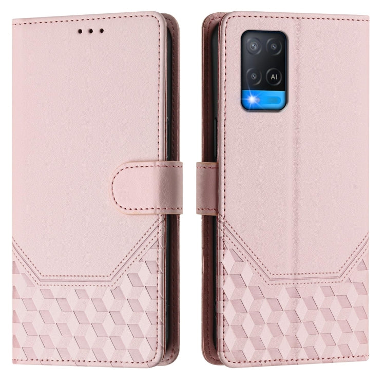 For OPPO A54 4G / A54s / A55 5G / A16 / A16s Honeycomb Embossing RFID Leather Phone Case