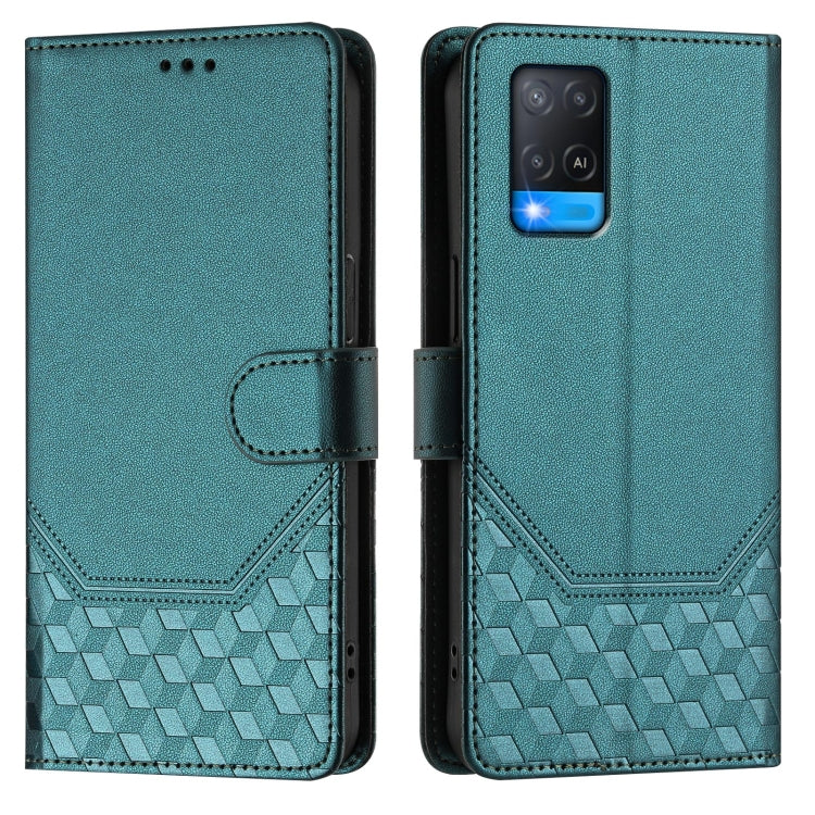 For OPPO A54 4G / A54s / A55 5G / A16 / A16s Honeycomb Embossing RFID Leather Phone Case