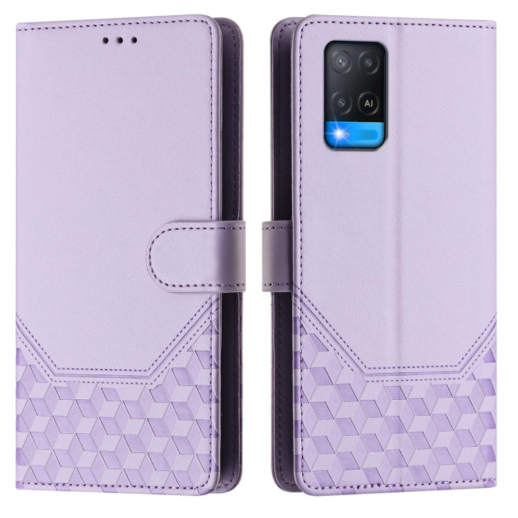 For OPPO A54 4G / A54s / A55 5G / A16 / A16s Honeycomb Embossing RFID Leather Phone Case