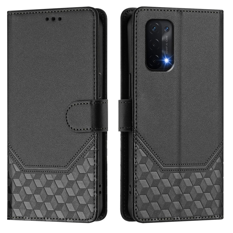 For OPPO A54 5G / A74 5G / A93 5G Honeycomb Embossing RFID Leather Phone Case