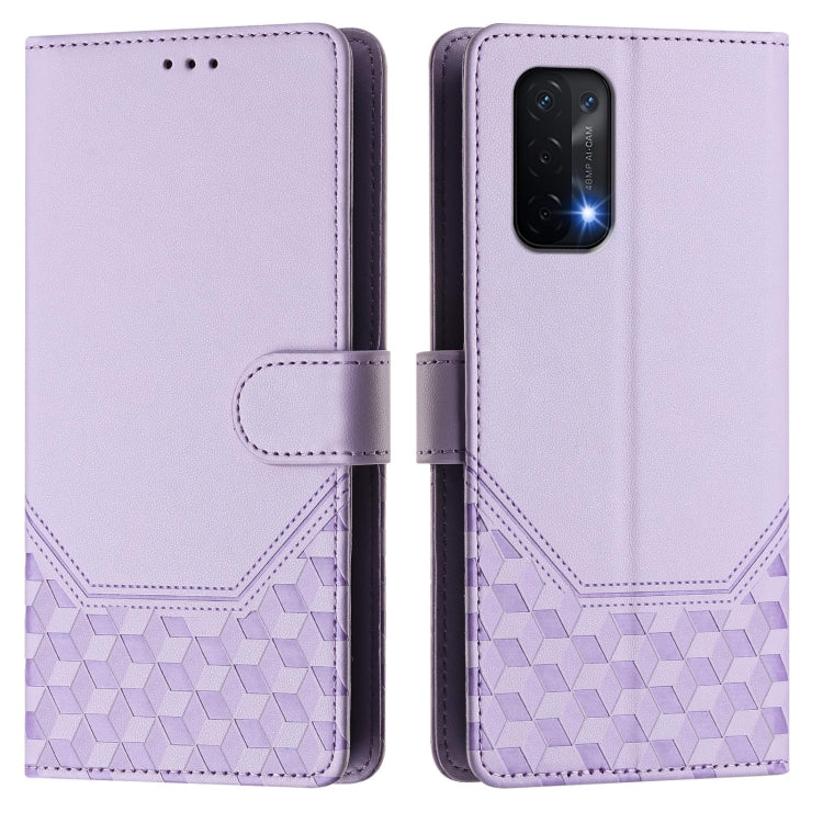 For OPPO A54 5G / A74 5G / A93 5G Honeycomb Embossing RFID Leather Phone Case