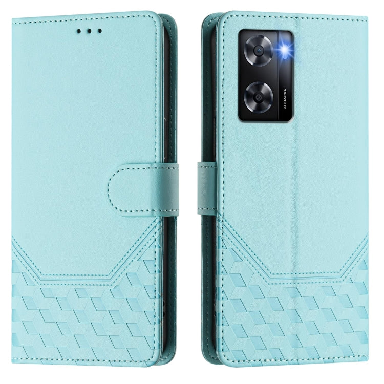 For OPPO A57 4G / A77 4G / A57s 4G Global Honeycomb Embossing RFID Leather Phone Case