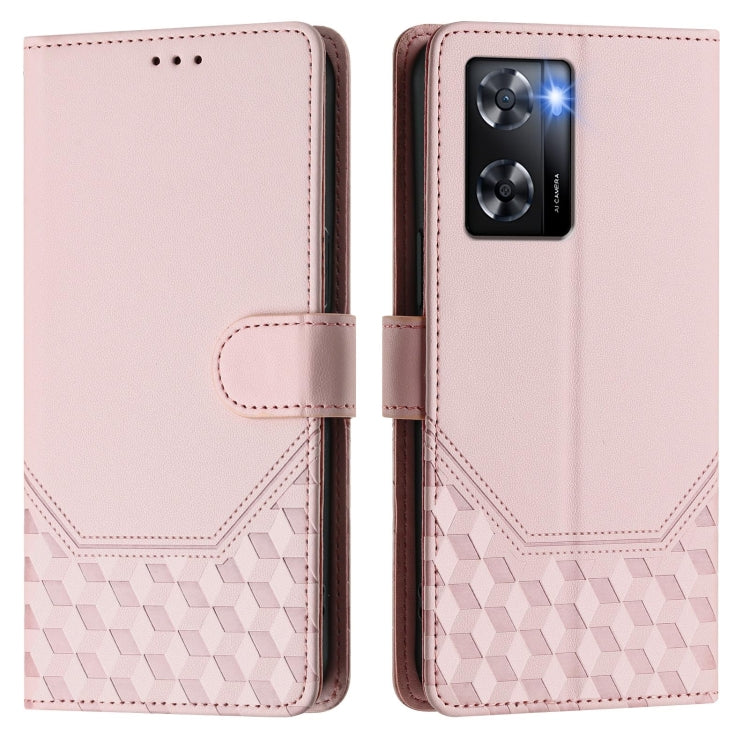 For OPPO A57 4G / A77 4G / A57s 4G Global Honeycomb Embossing RFID Leather Phone Case